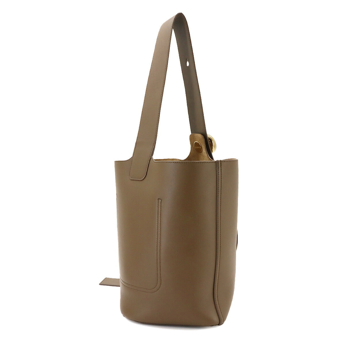 Pebble Bucket Bag Medium Hand Shoulder Bag Leather Brown