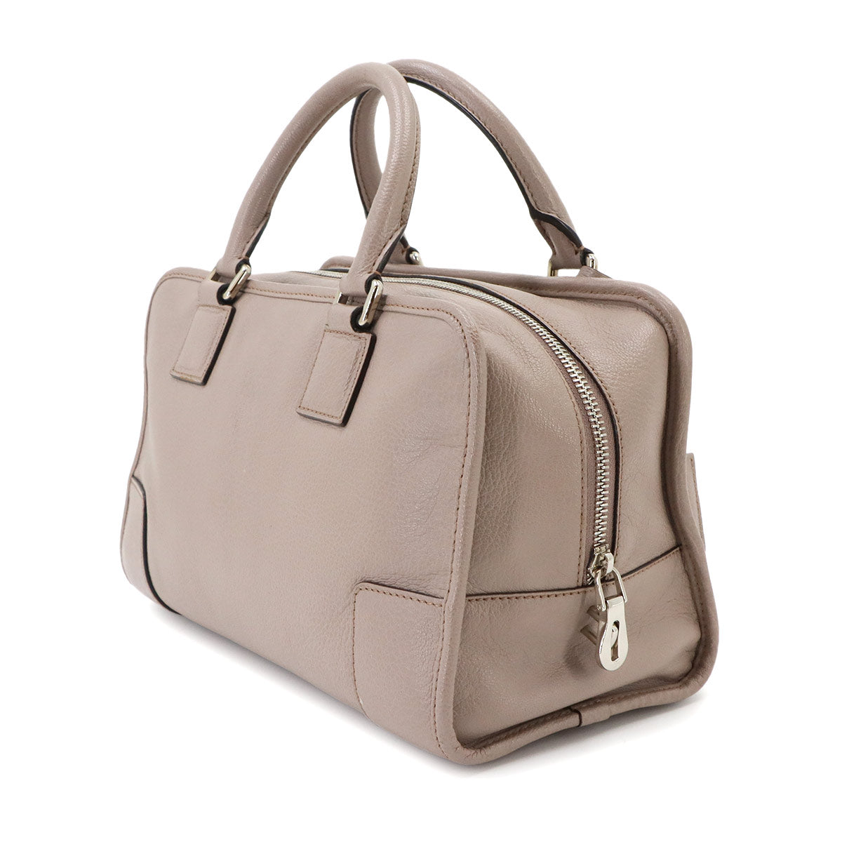 Amazona 28 Hand Bag Leather Beige Anagram Purse