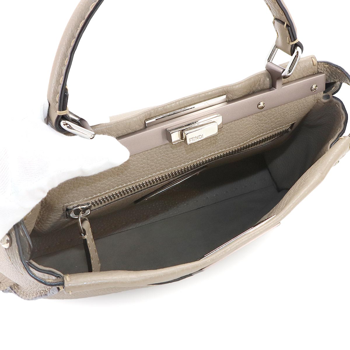 Selleria Peekaboo Regular Hand Shoulder Bag Leather Beige 8BN290