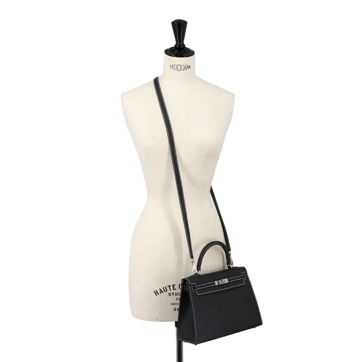 Kelly 25 Hand Shoulder Bag Veau Epsom Black Craie