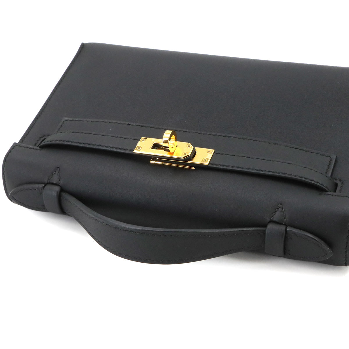 Pochette Kelly Veau Swift Leather Black Hand Bag