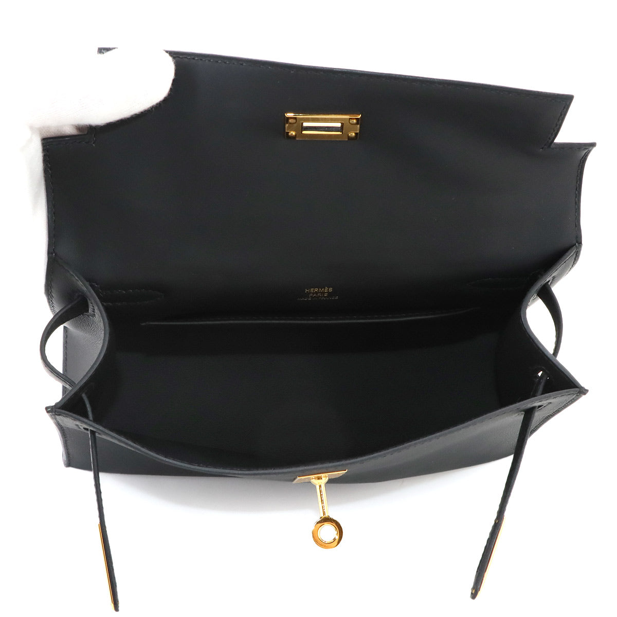 Pochette Kelly Veau Swift Leather Black Hand Bag