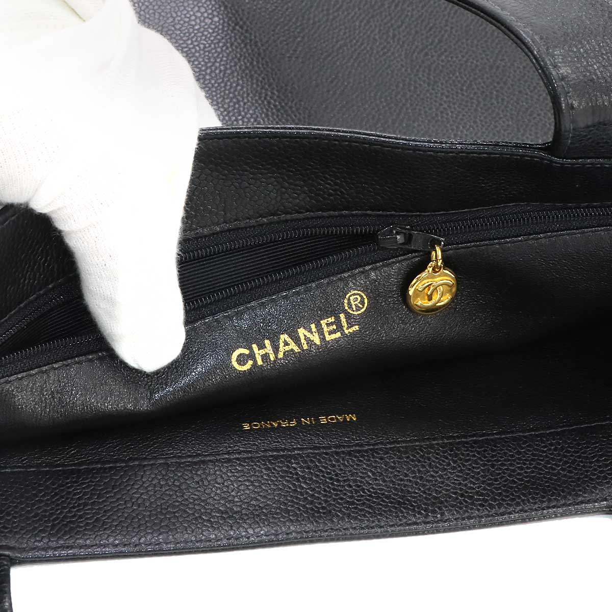 Tote Bag Leather Black Coco Logos Purse