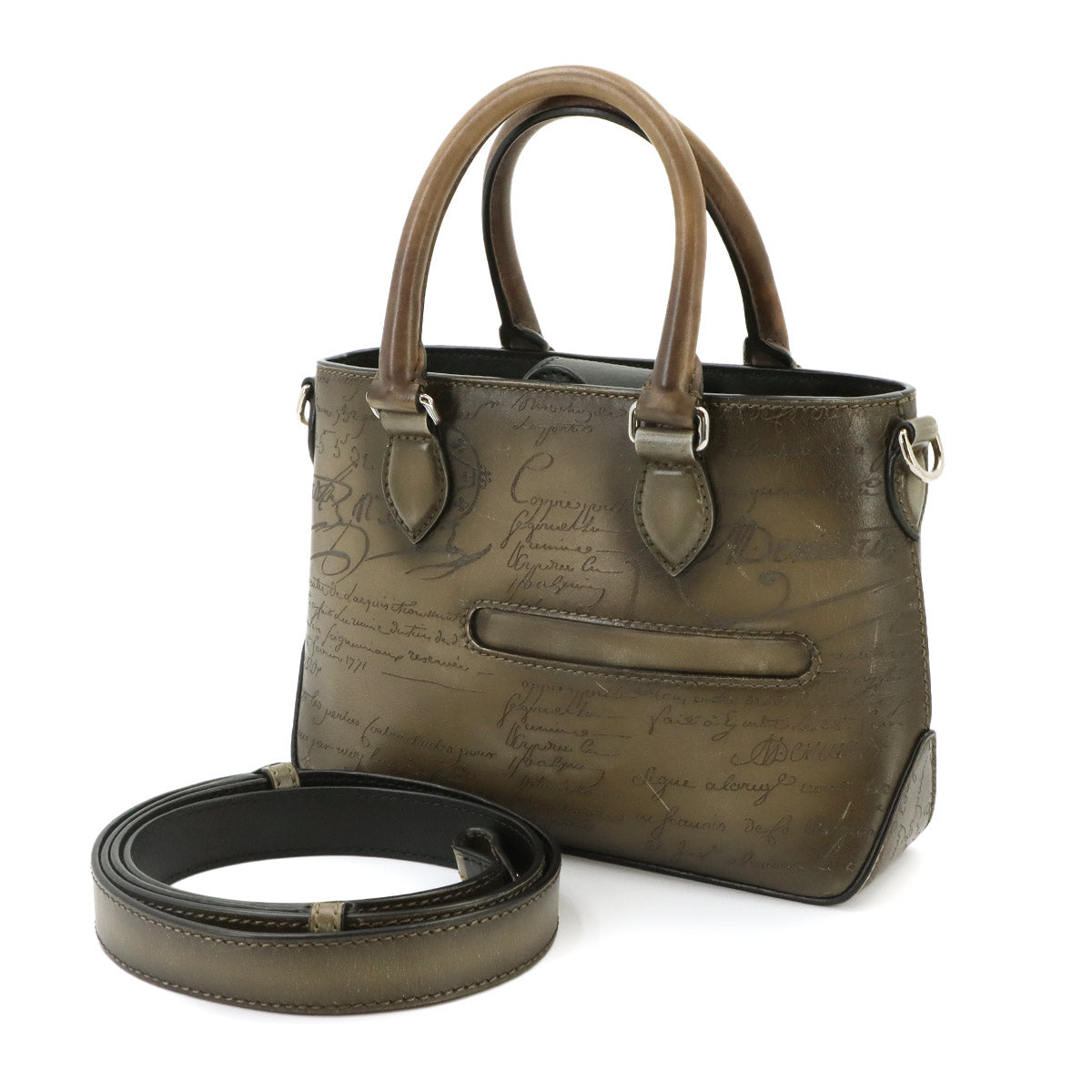 Calligraphy Toujours Gulliver Tote Shoulder Bag Leather Brown