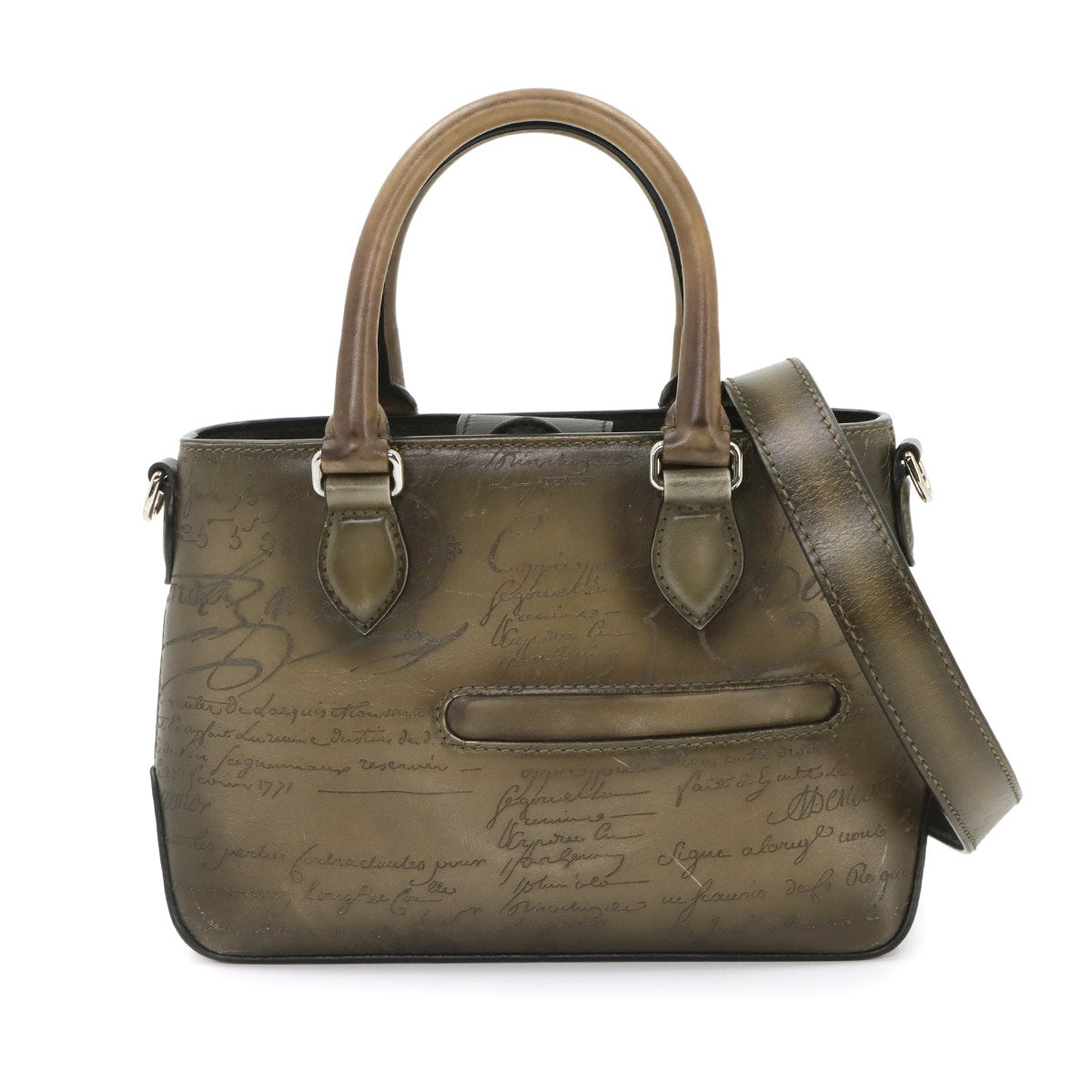 Calligraphy Toujours Gulliver Tote Shoulder Bag Leather Brown