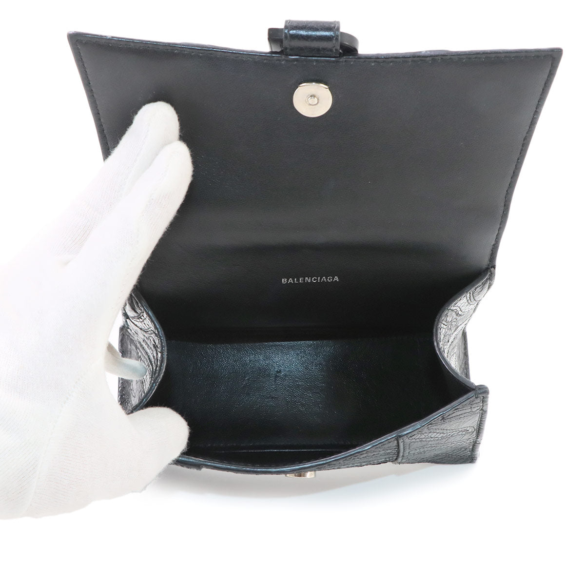 Hourglass XS Hand Shoulder Bag Leather Black