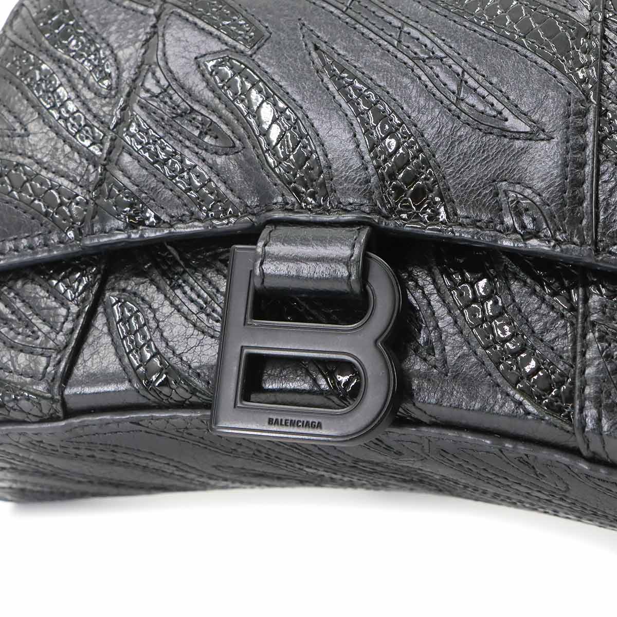Hourglass XS Hand Shoulder Bag Leather Black