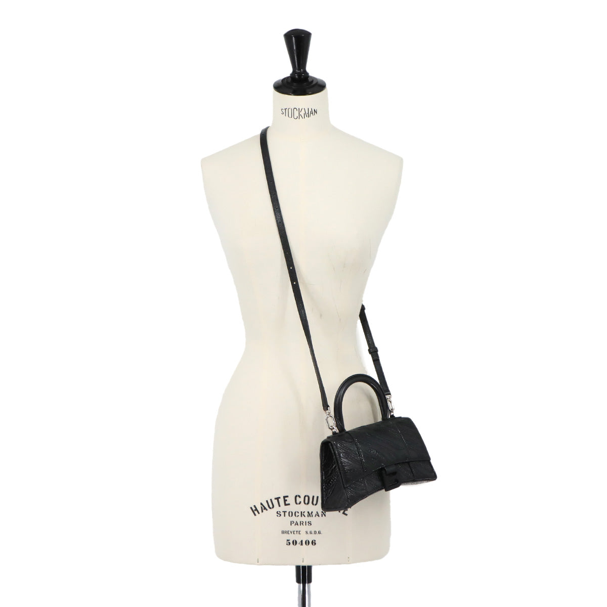 Hourglass XS Hand Shoulder Bag Leather Black