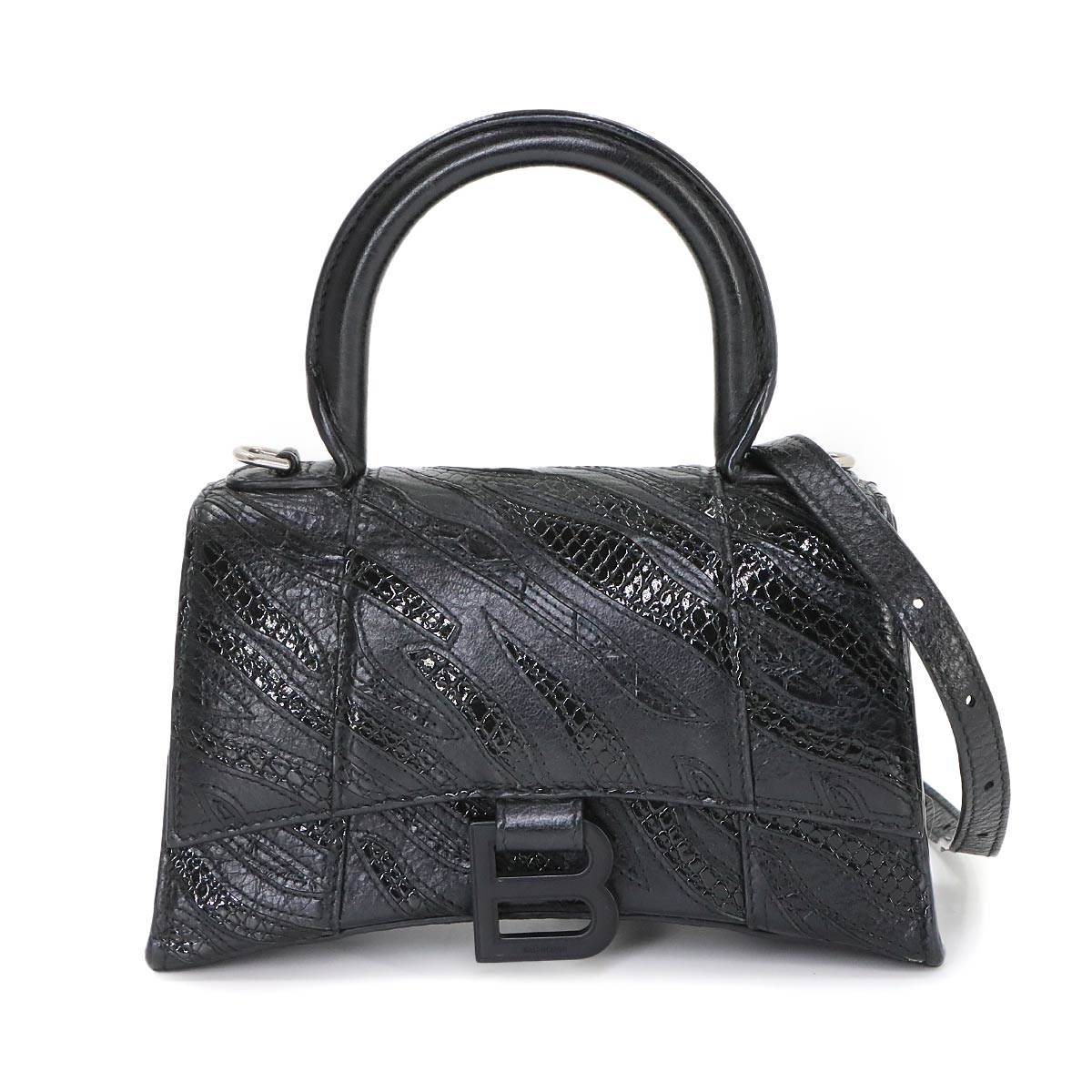 Hourglass XS Hand Shoulder Bag Leather Black