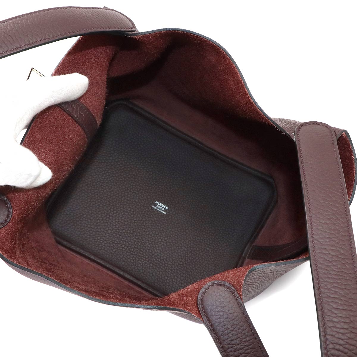 Picotin Lock MM Hand Bag Taurillon Clemence Rouge Sellier Purse