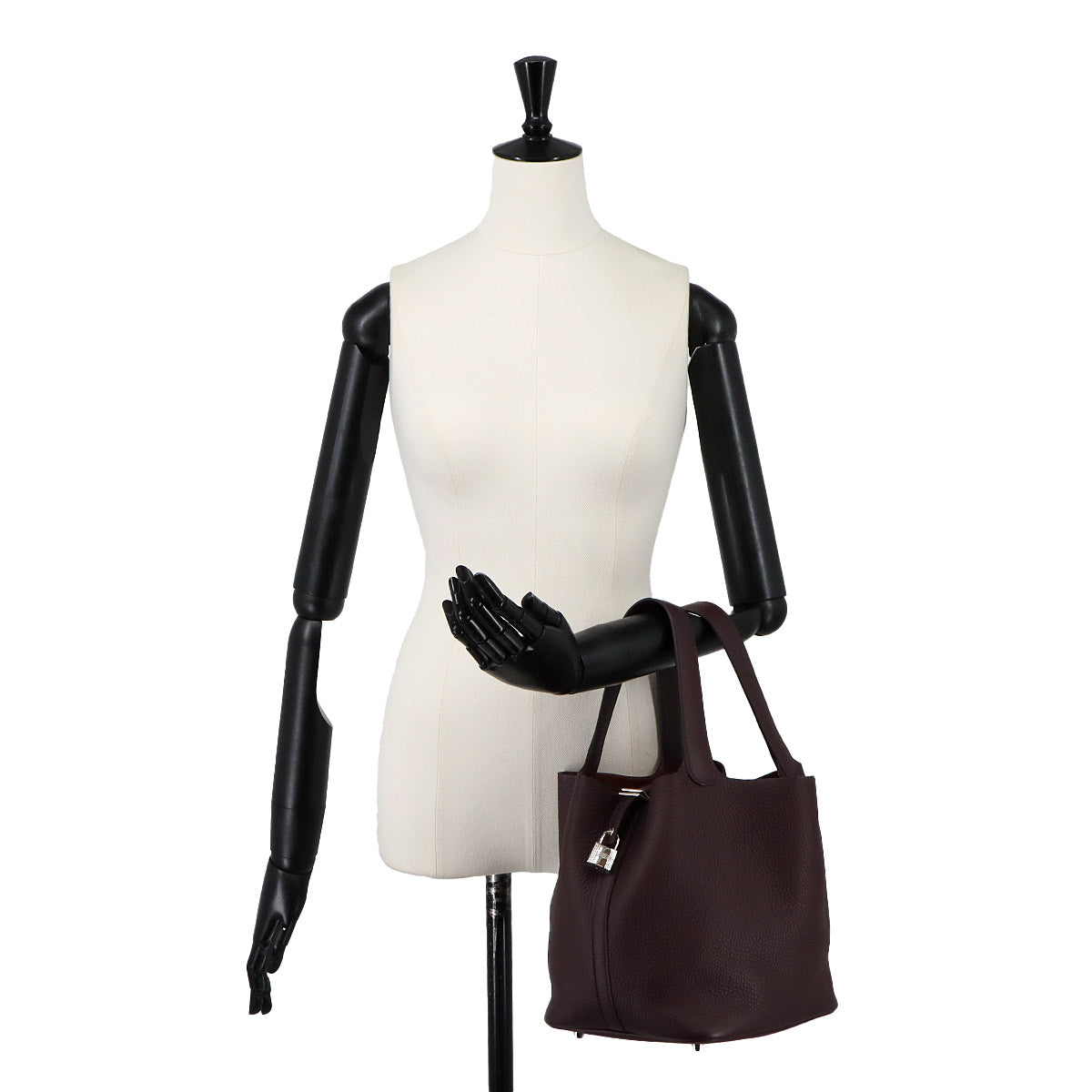 Picotin Lock MM Hand Bag Taurillon Clemence Rouge Sellier Purse
