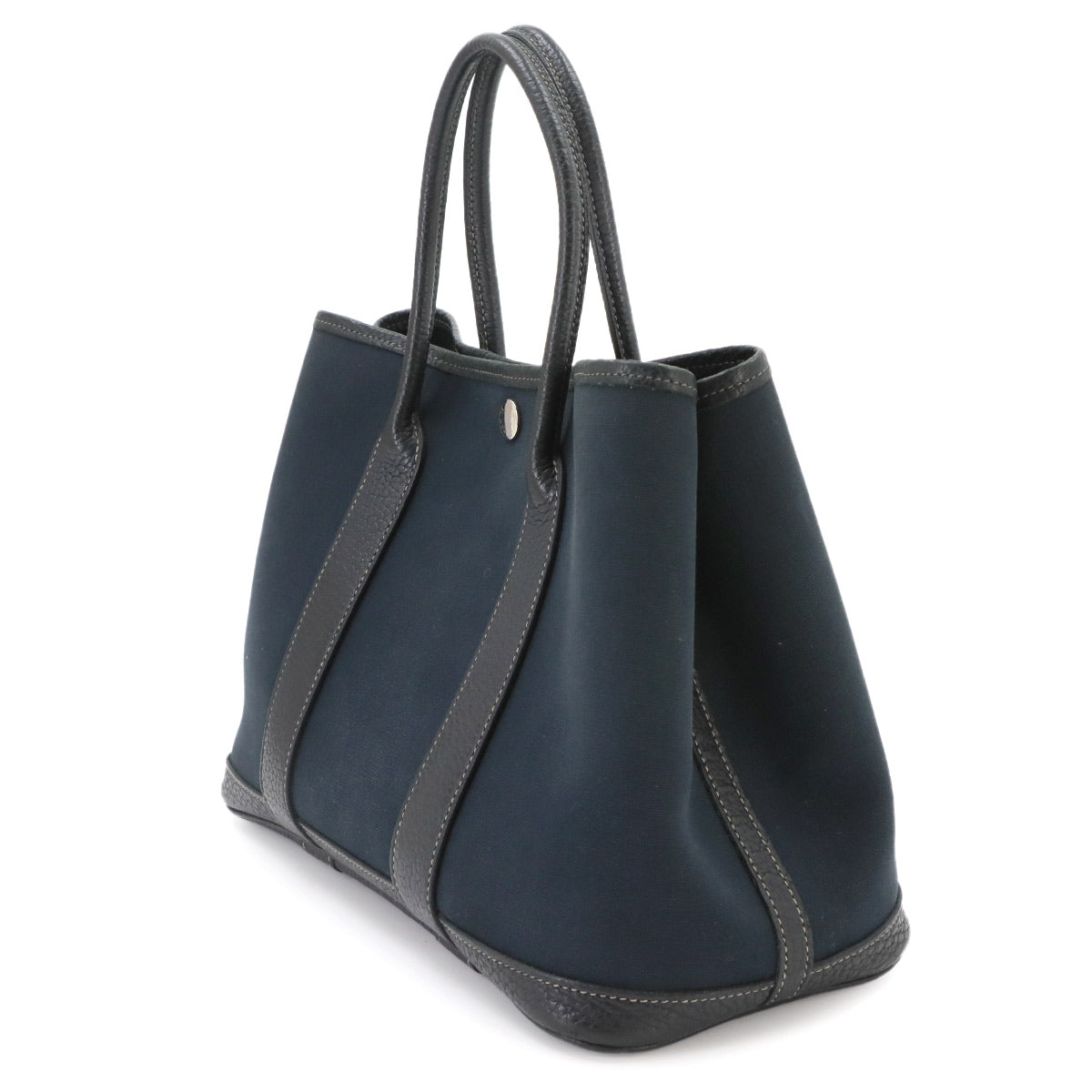 Garden Party TPM Tote Bag Toile Officier Leather Navy Black