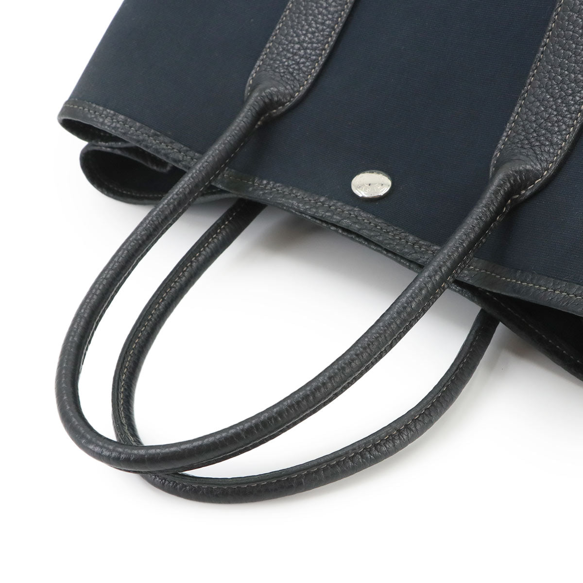 Garden Party TPM Tote Bag Toile Officier Leather Navy Black