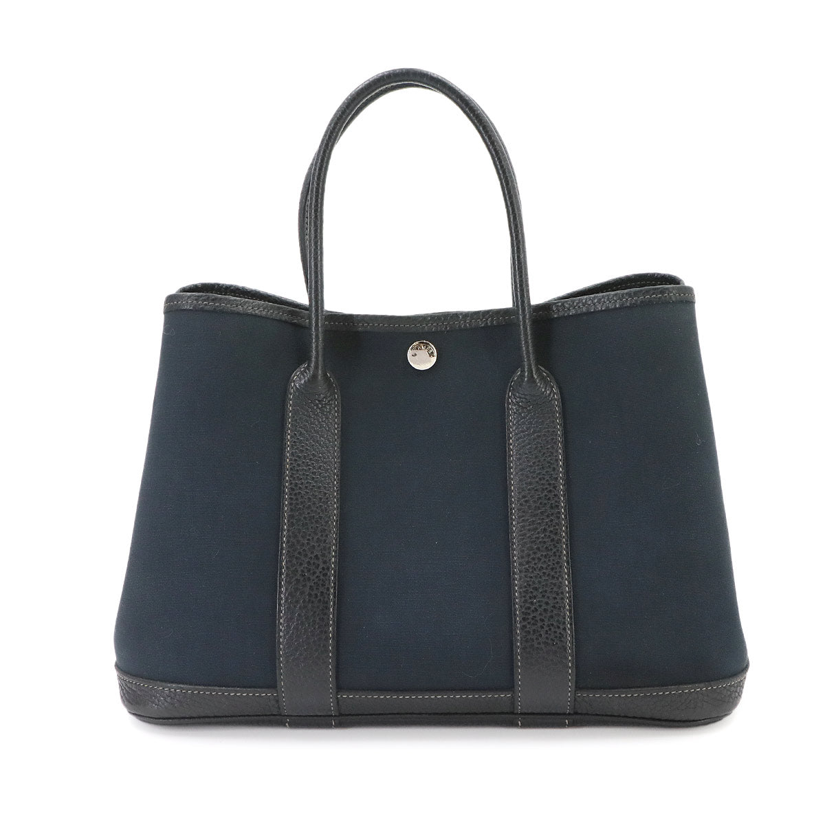 Garden Party TPM Tote Bag Toile Officier Leather Navy Black