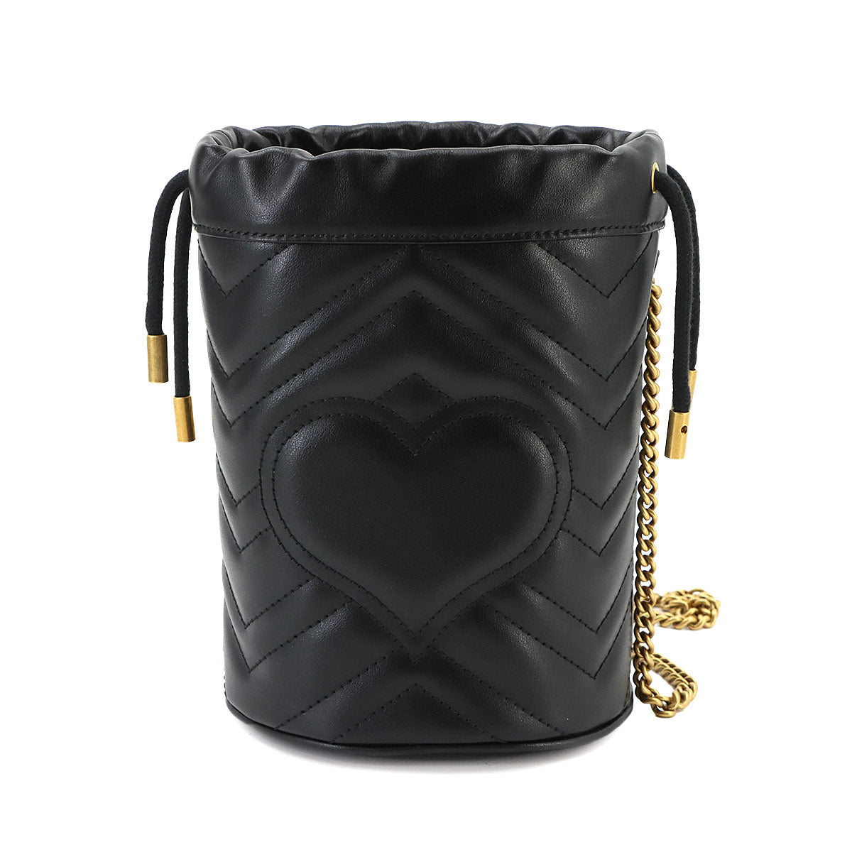 GG Marmont Mini Bucket Chain Shoulder Bag Leather Black 575163