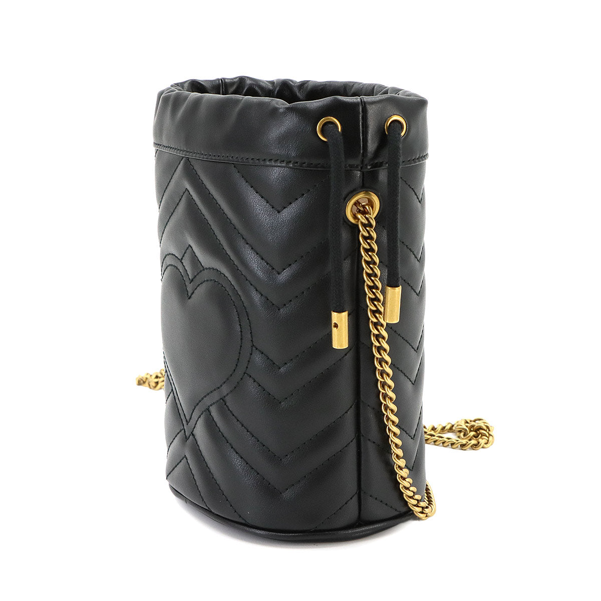 GG Marmont Mini Bucket Chain Shoulder Bag Leather Black 575163