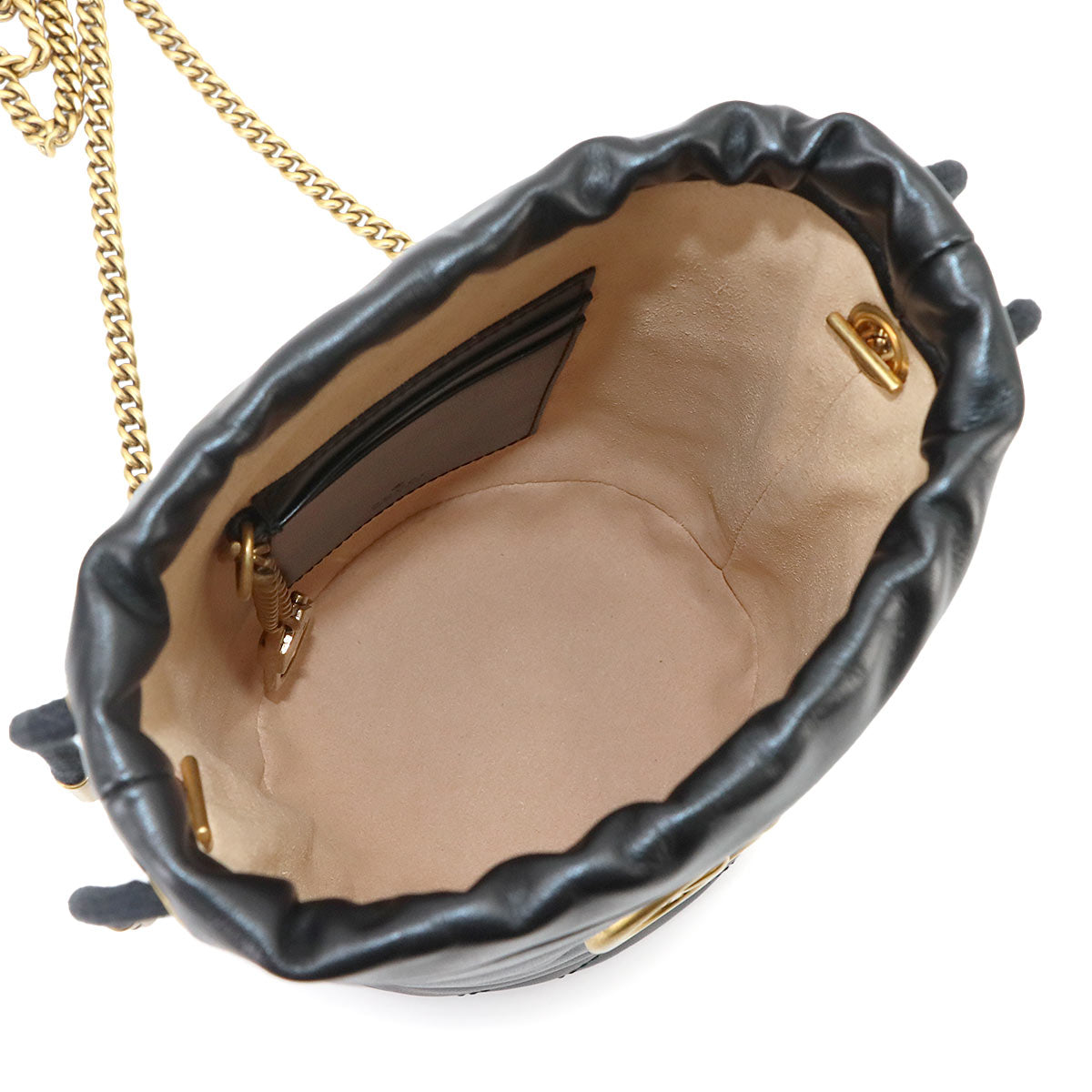 GG Marmont Mini Bucket Chain Shoulder Bag Leather Black 575163