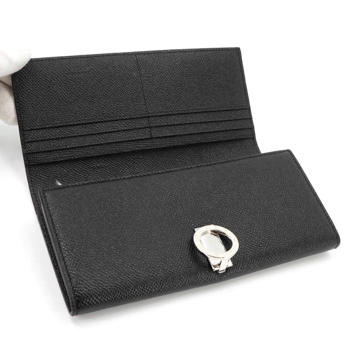BVLGARIBVLGARI Long Wallet Leather Black 289381 Purse