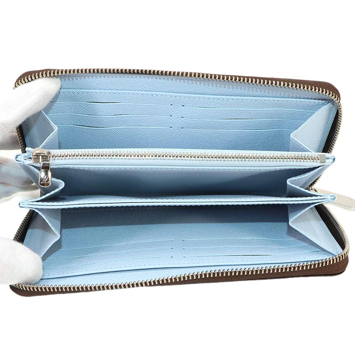 Monogram Zippy Wallet Brown Blue Washed M11776 Purse