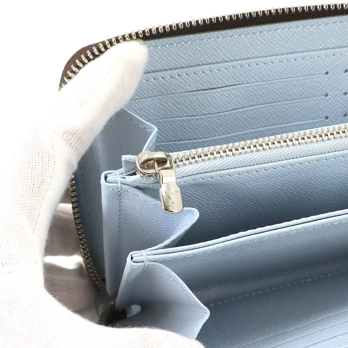Monogram Zippy Wallet Brown Blue Washed M11776 Purse