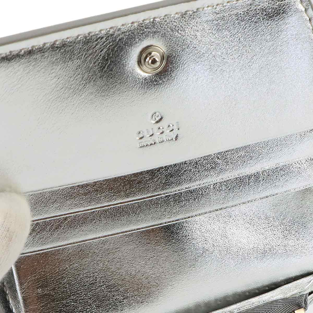 GG Emblem Wallet PVC Leather Beige Silver 820692