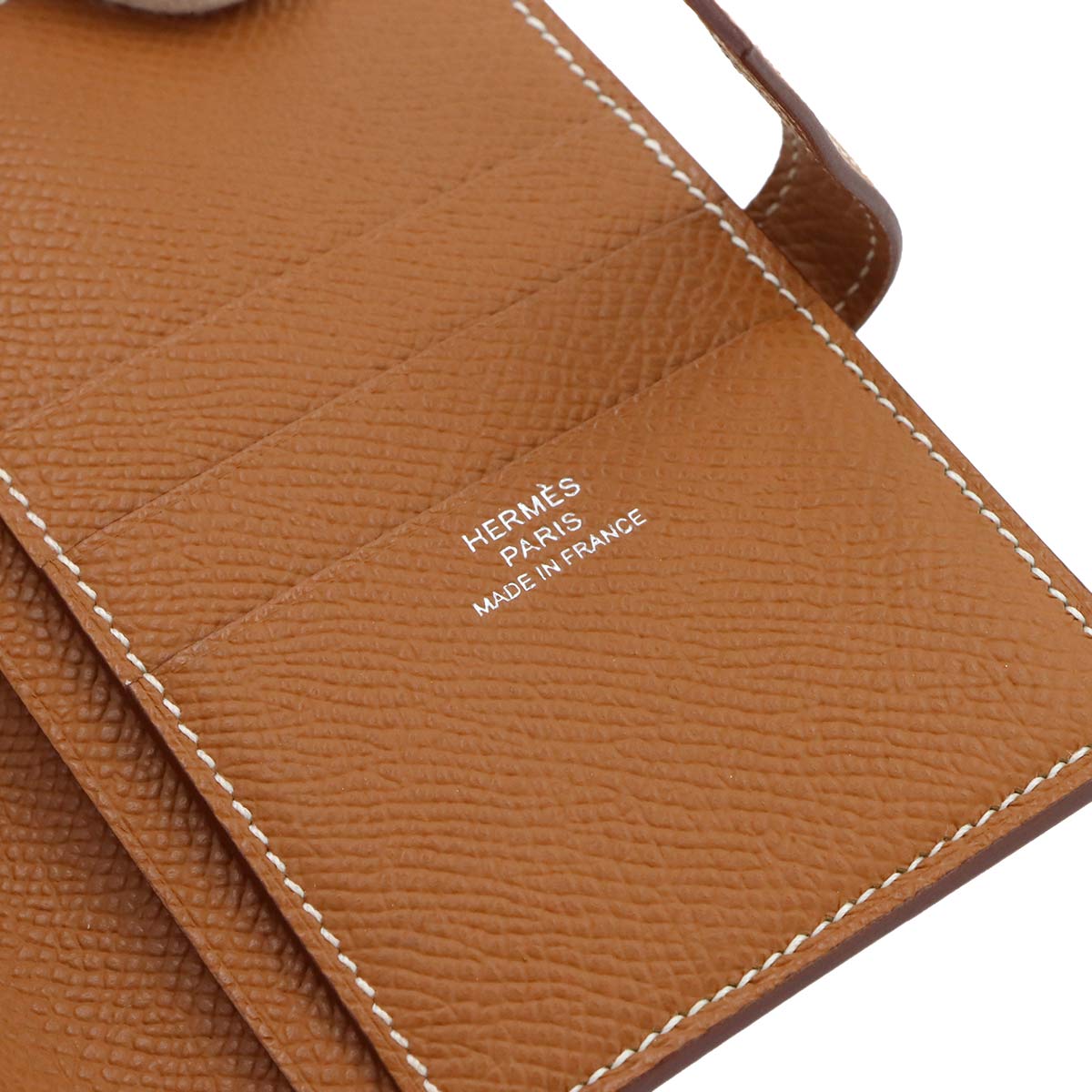 New H Passant Compact Wallet Epsom Gold Purse