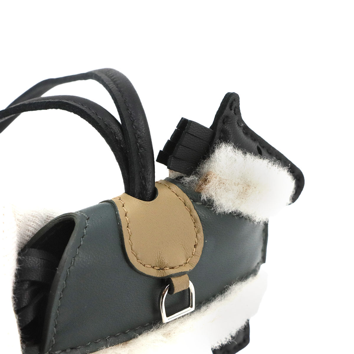 Rodeo Robeo Plush PM Bag Charm Black Agneau Milo Beige Marfa