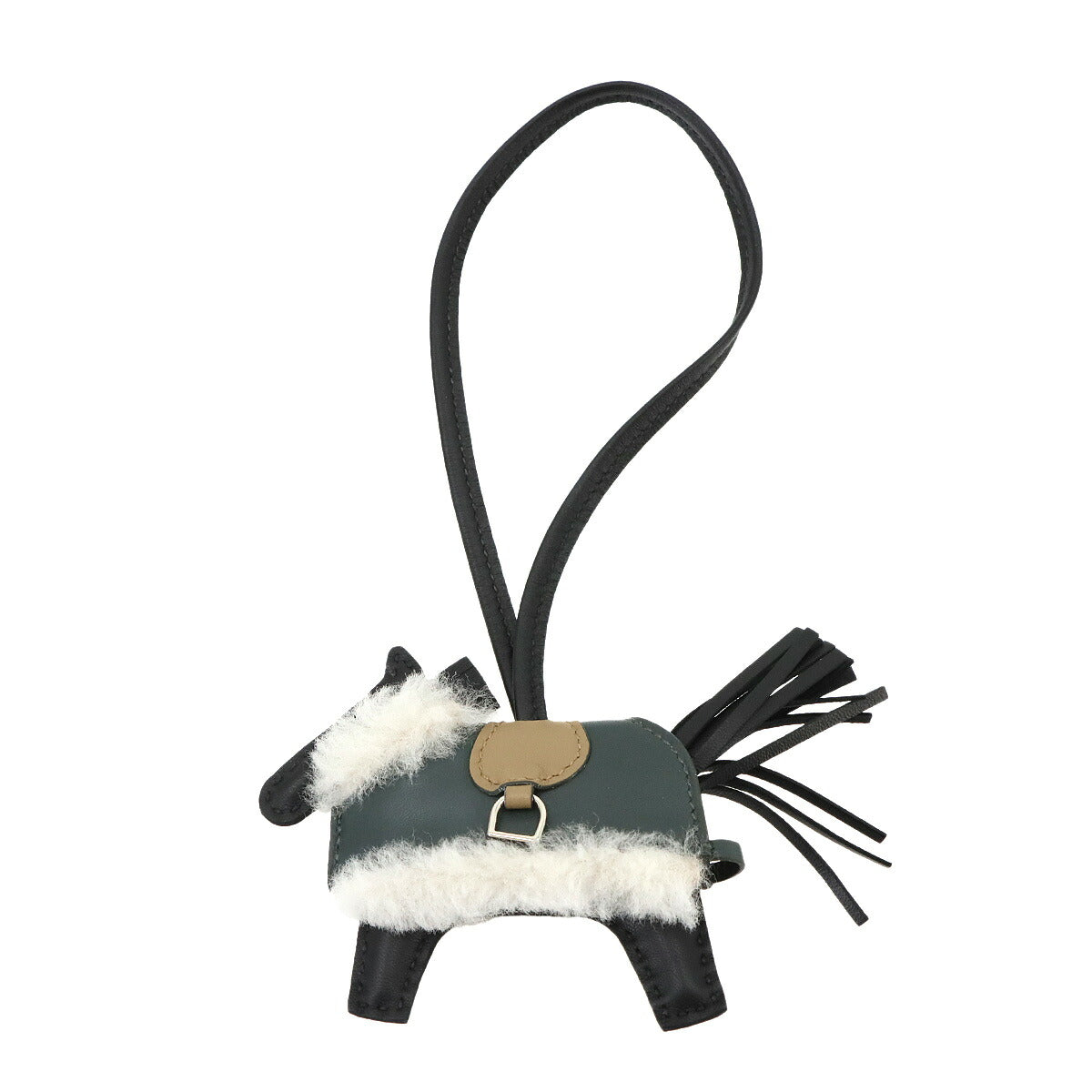 Rodeo Robeo Plush PM Bag Charm Black Agneau Milo Beige Marfa