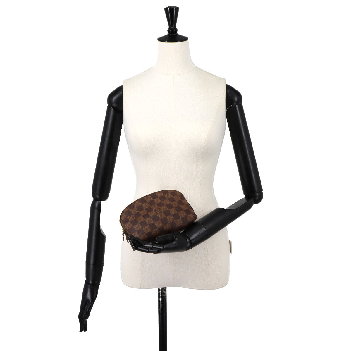 Damier Cosmetic Pouch PM Ebene Brown N47516 Purse