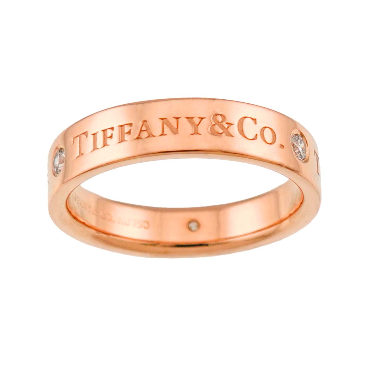 Diamond 3P band Ring 18K Pink Gold 750 size4.75-5(US)