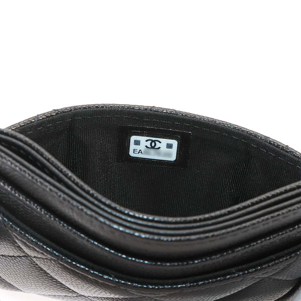 Matelasse Card Case Leather Black Purse