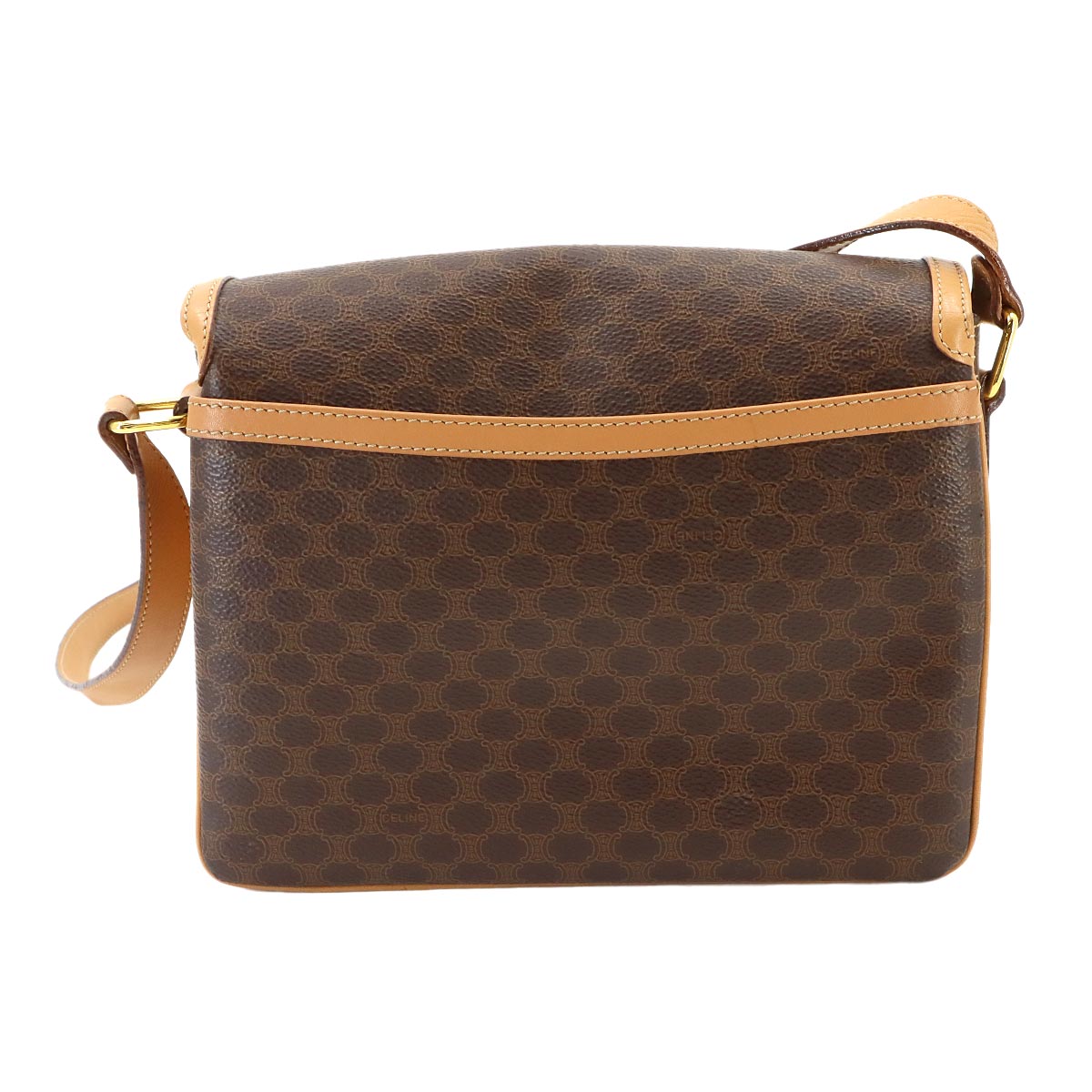 Macadam Shoulder Bag Leather PVC Brown Vintage Purse