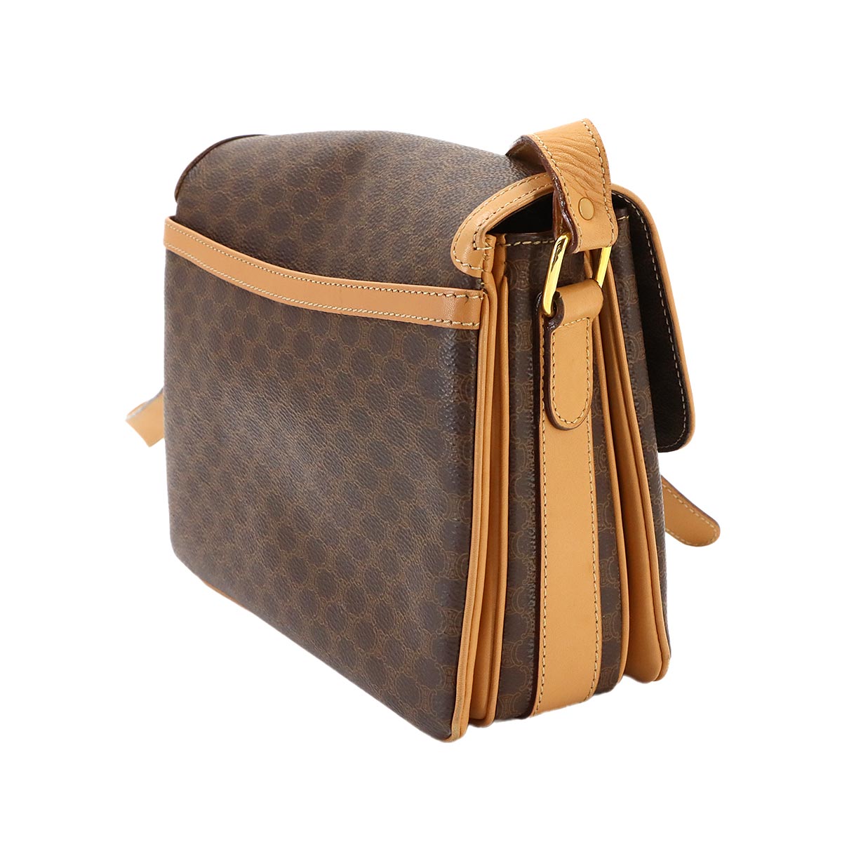 Macadam Shoulder Bag Leather PVC Brown Vintage Purse