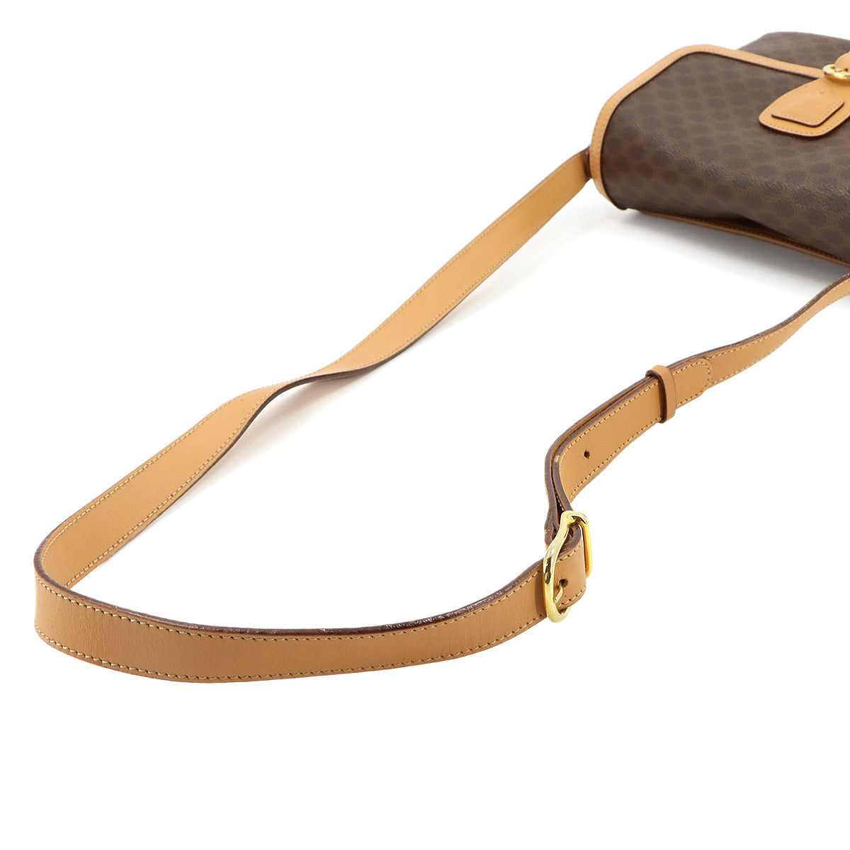 Macadam Shoulder Bag Leather PVC Brown Vintage Purse