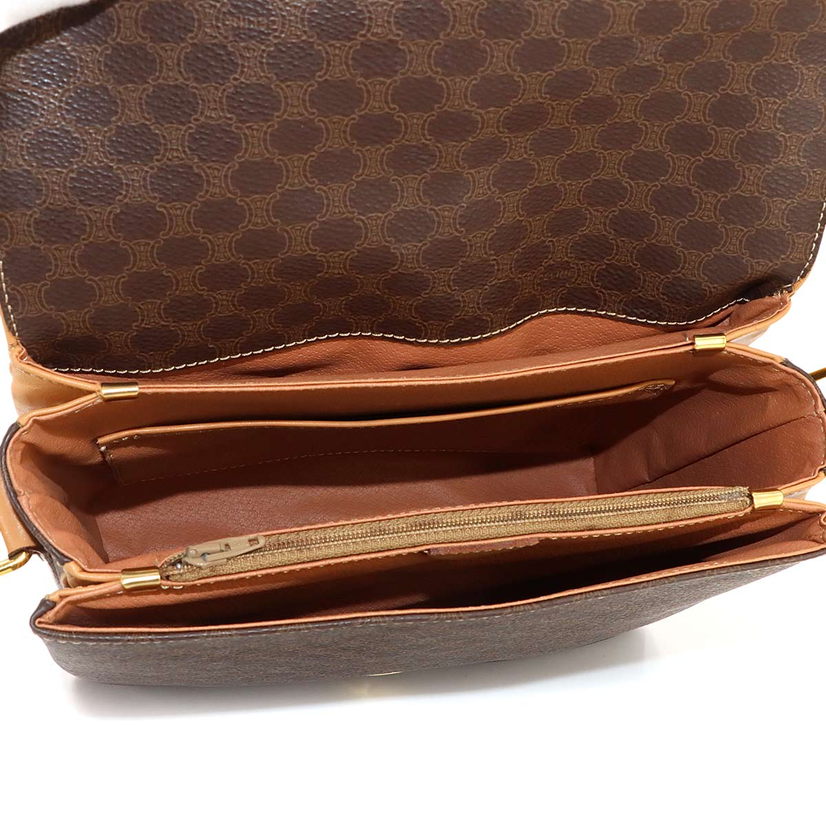 Macadam Shoulder Bag Leather PVC Brown Vintage Purse