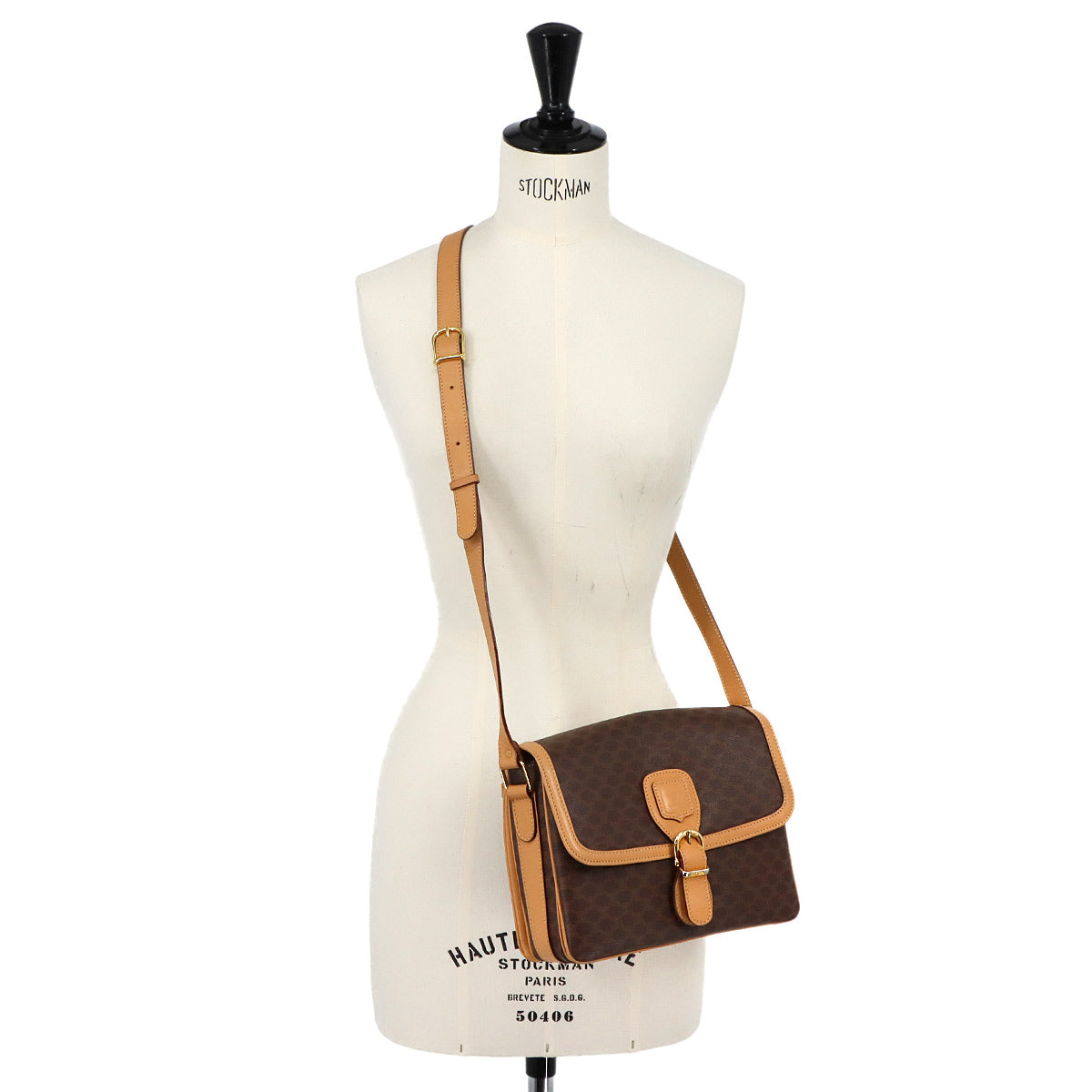 Macadam Shoulder Bag Leather PVC Brown Vintage Purse