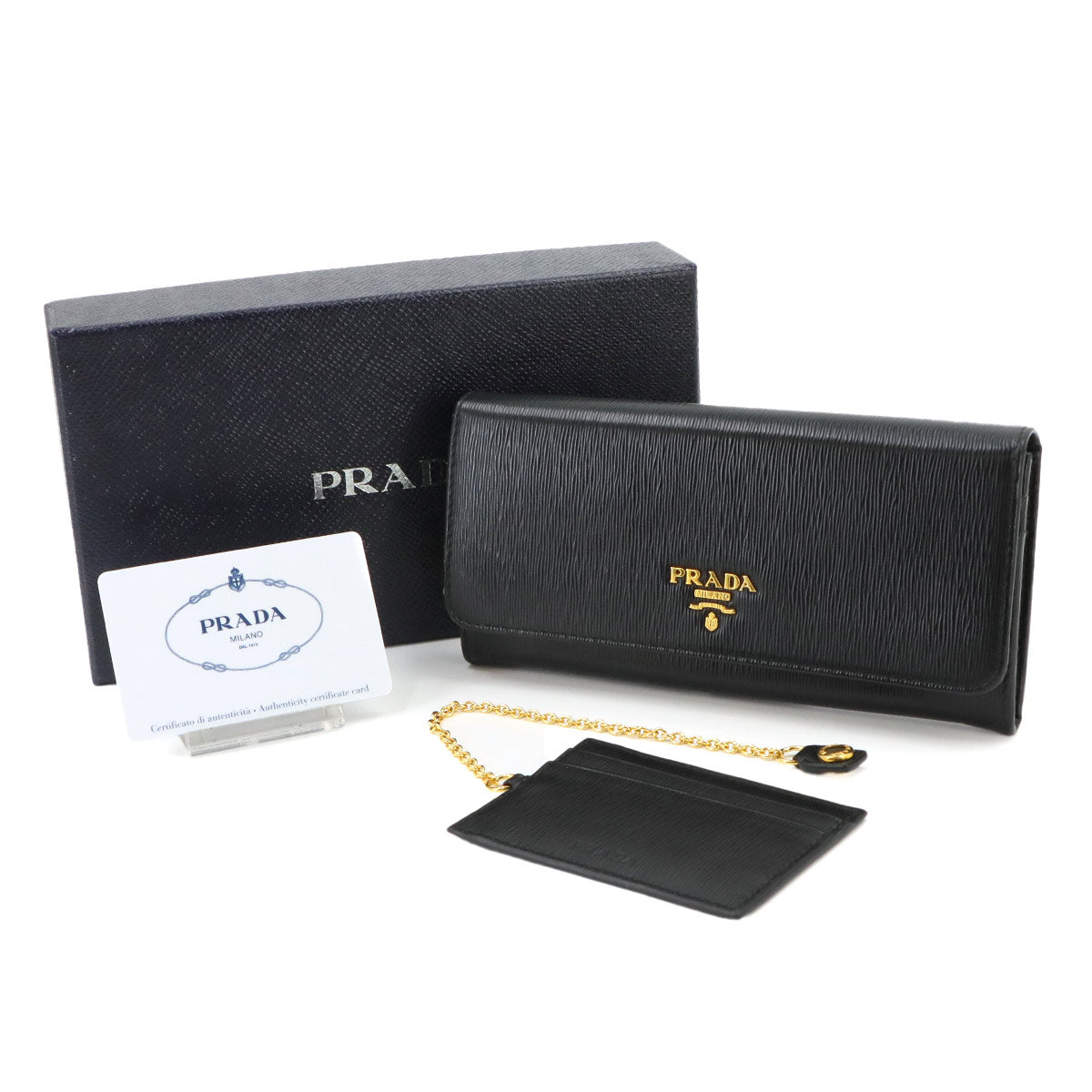Long Wallet Leather Black 1MH132 Purse Logos