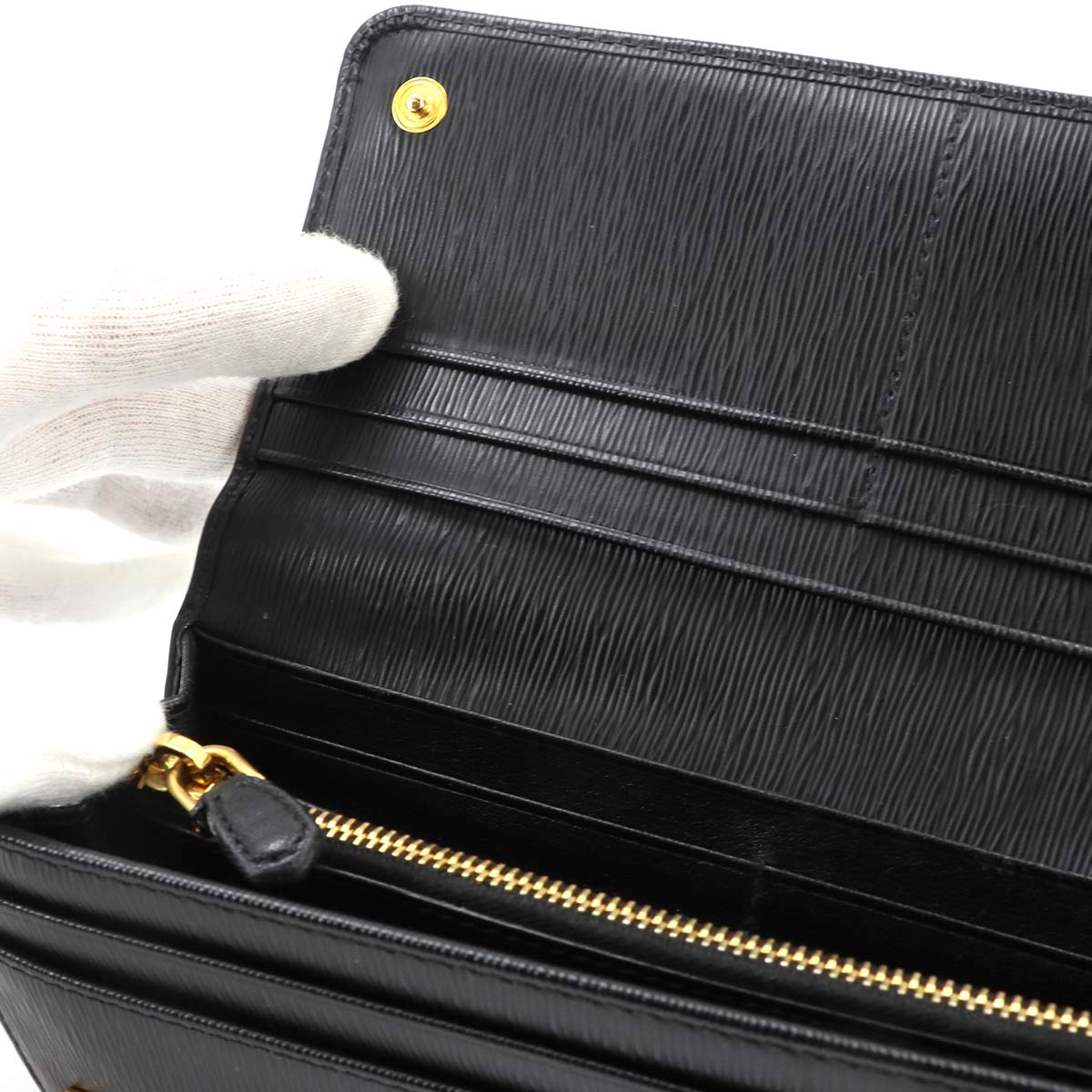 Long Wallet Leather Black 1MH132 Purse Logos