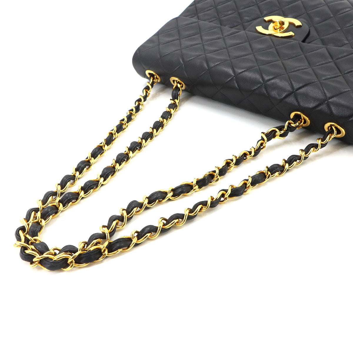 Matelasse 34 Chain Shoulder Bag Leather Black A01094 Vintage