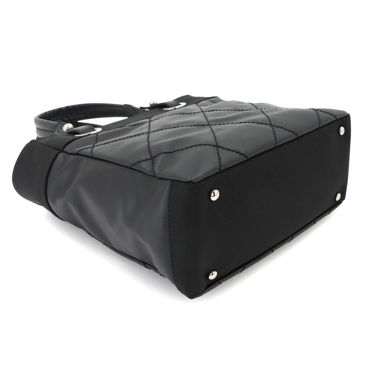 Paris Biarritz PM Tote Bag PVC Nylon Leather Black A34208 Purse