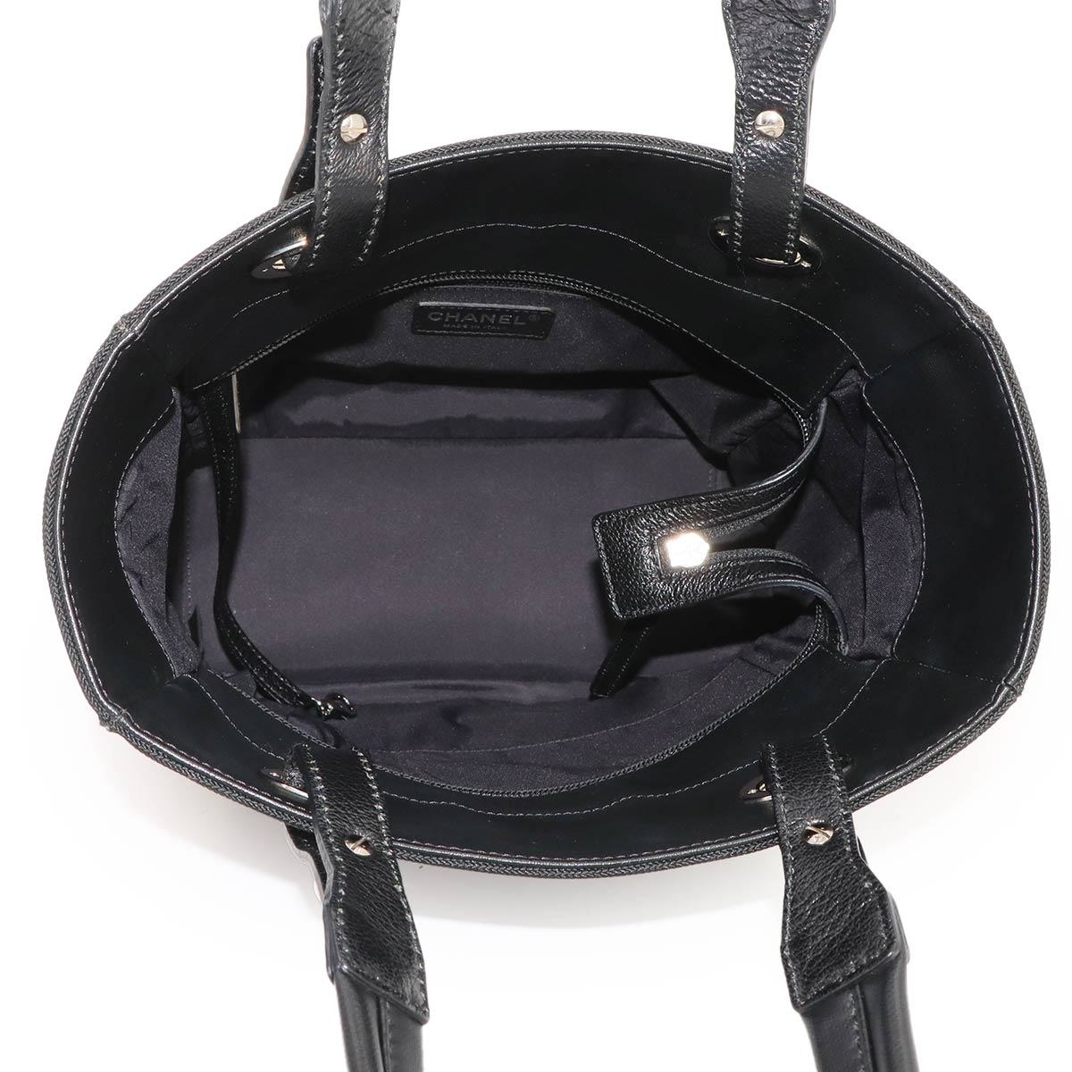Paris Biarritz PM Tote Bag PVC Nylon Leather Black A34208 Purse