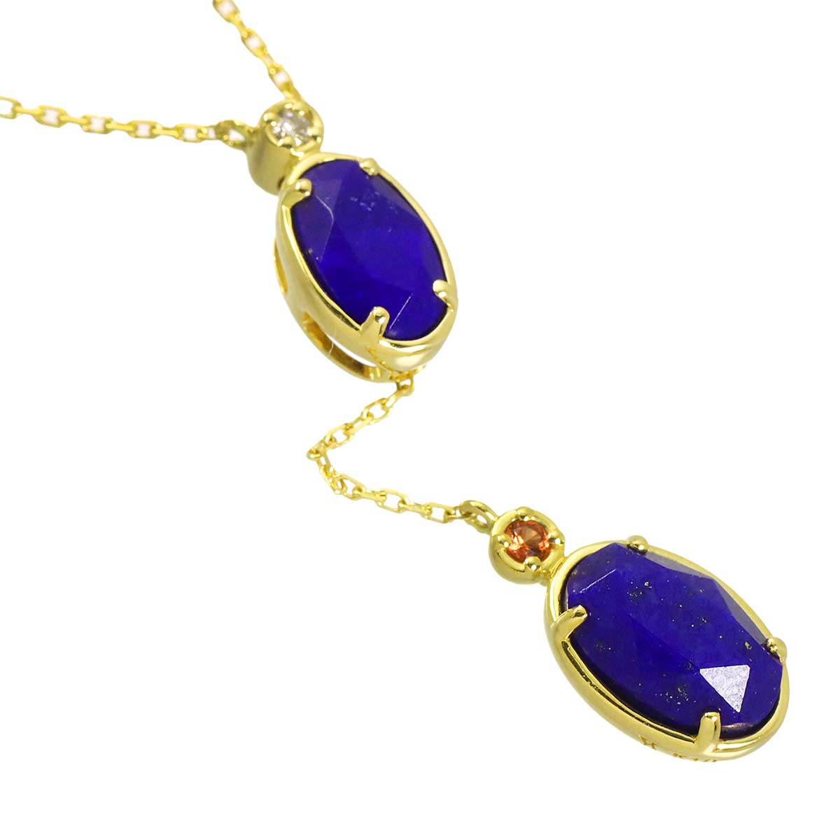 Lapis Lazuli Sapphire Diamond Necklace 18K YG 750