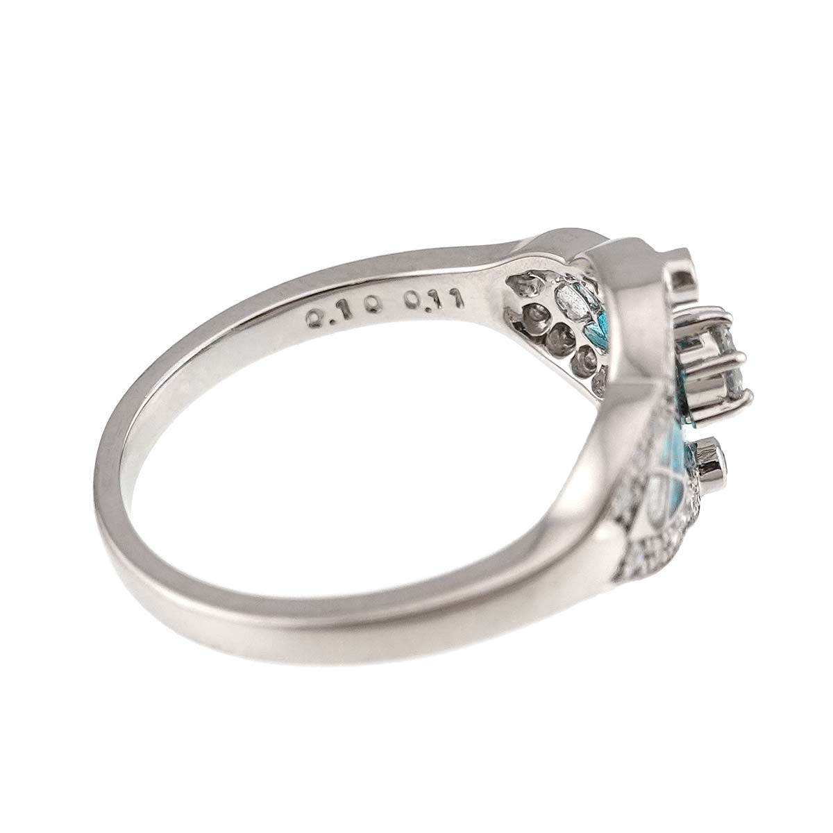 Enamel Diamond 0.11ct/0.10ct Ring Pt size5.25(US)