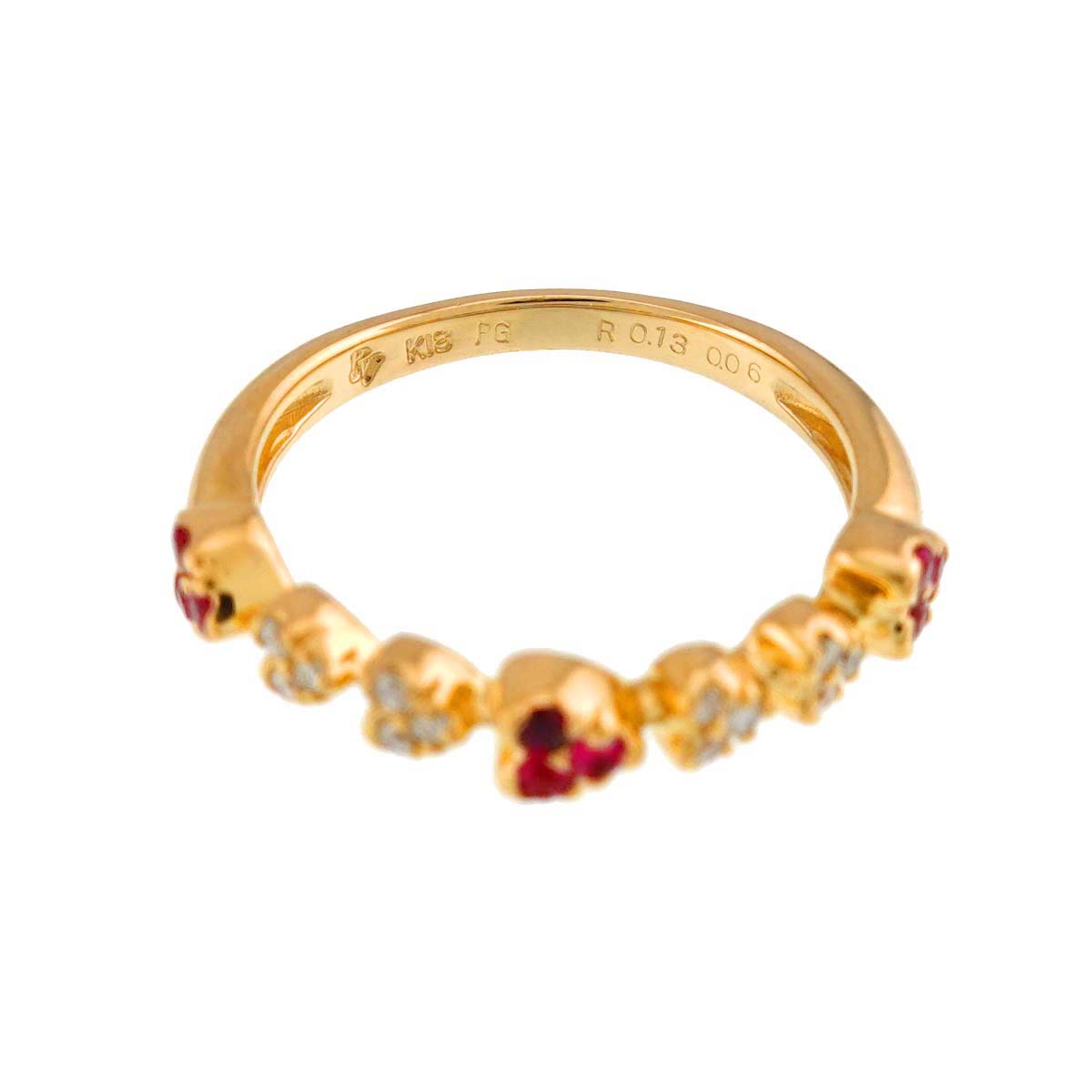 Ruby 0.13ct Diamond 0.06ct Ring 18K PG 750 size4.5(US)