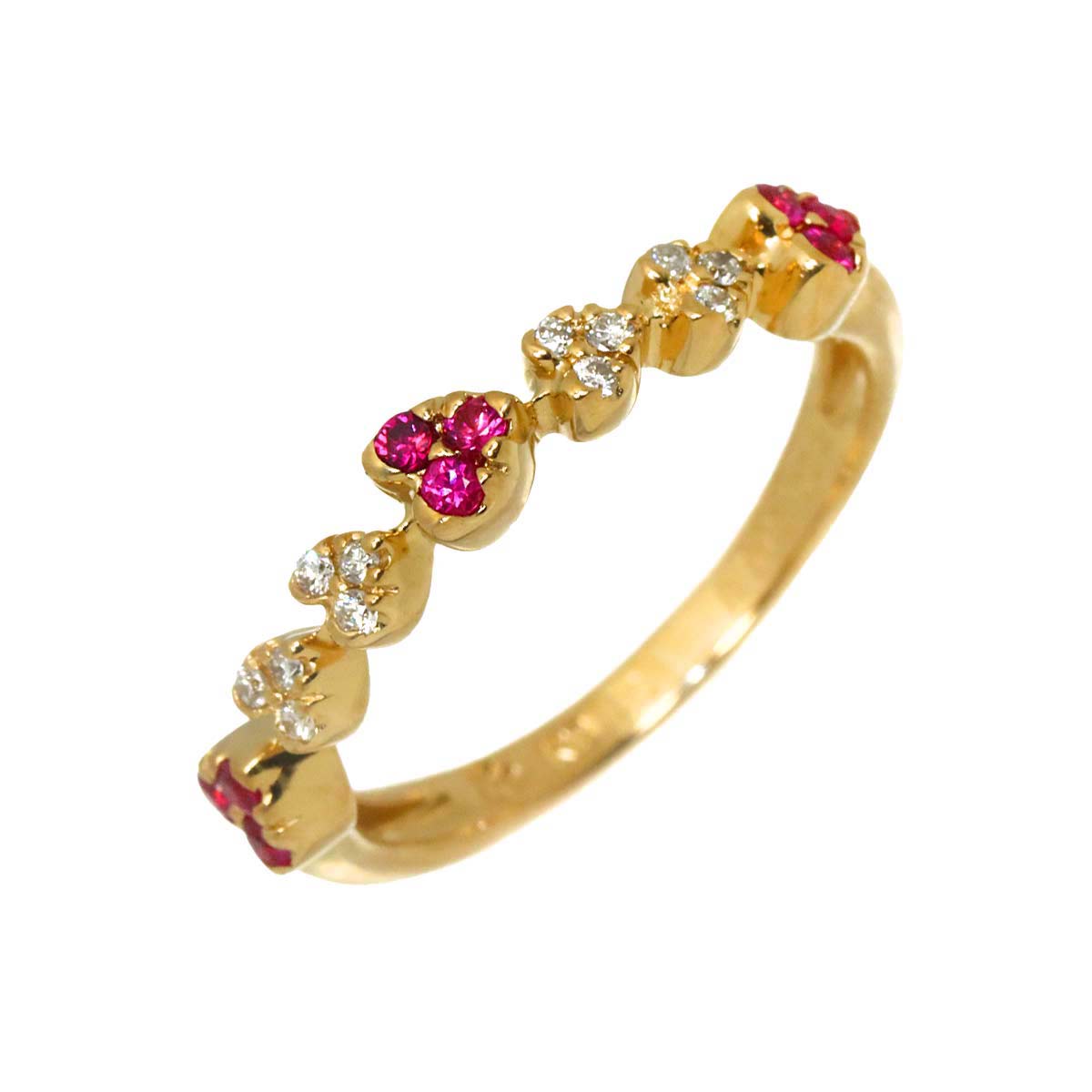 Ruby 0.13ct Diamond 0.06ct Ring 18K PG 750 size4.5(US)