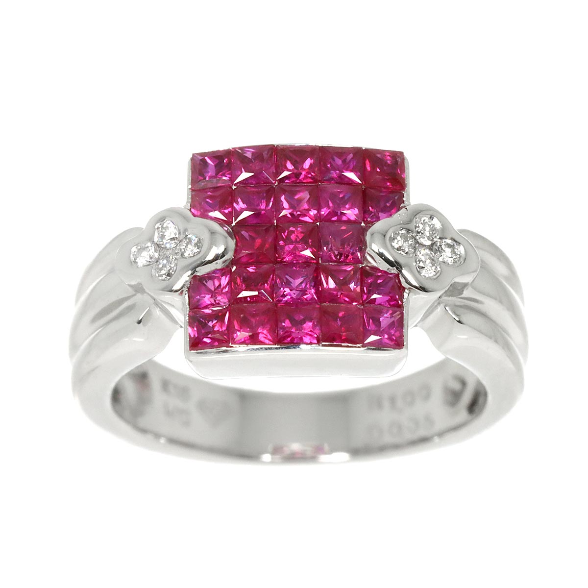 Ruby Diamond Ring 18K WG 750 size5.25(US)