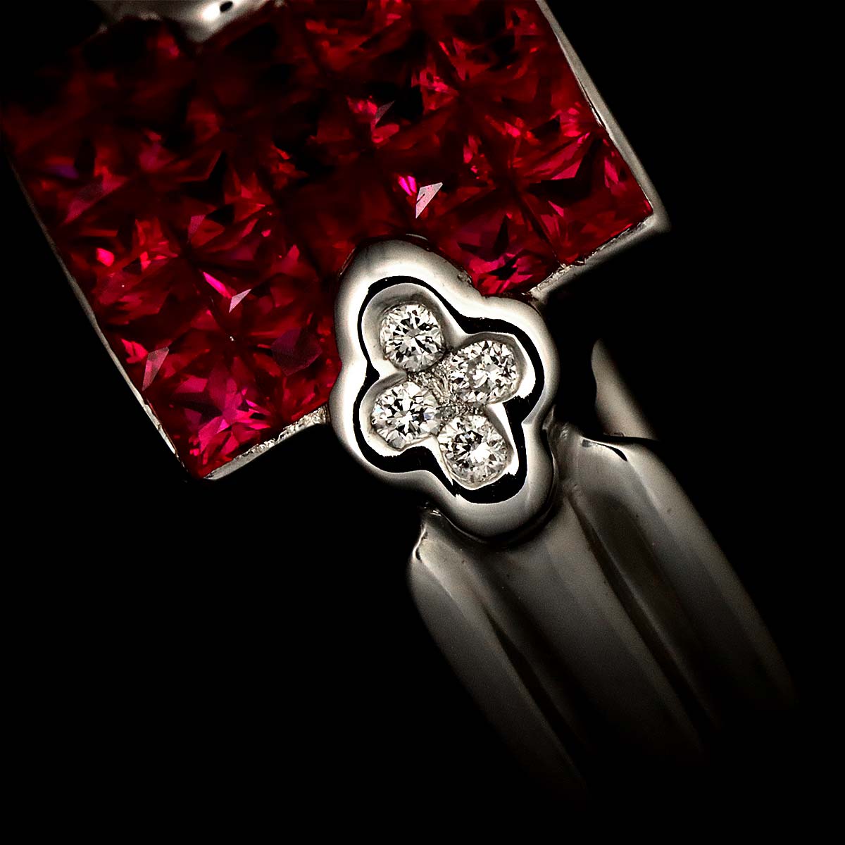 Ruby Diamond Ring 18K WG 750 size5.25(US)