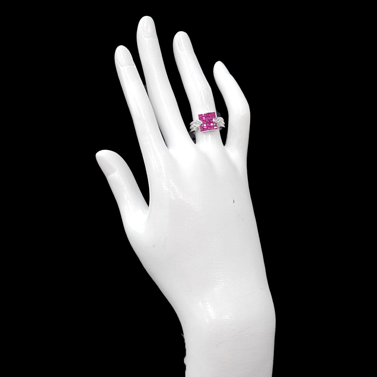 Ruby Diamond Ring 18K WG 750 size5.25(US)