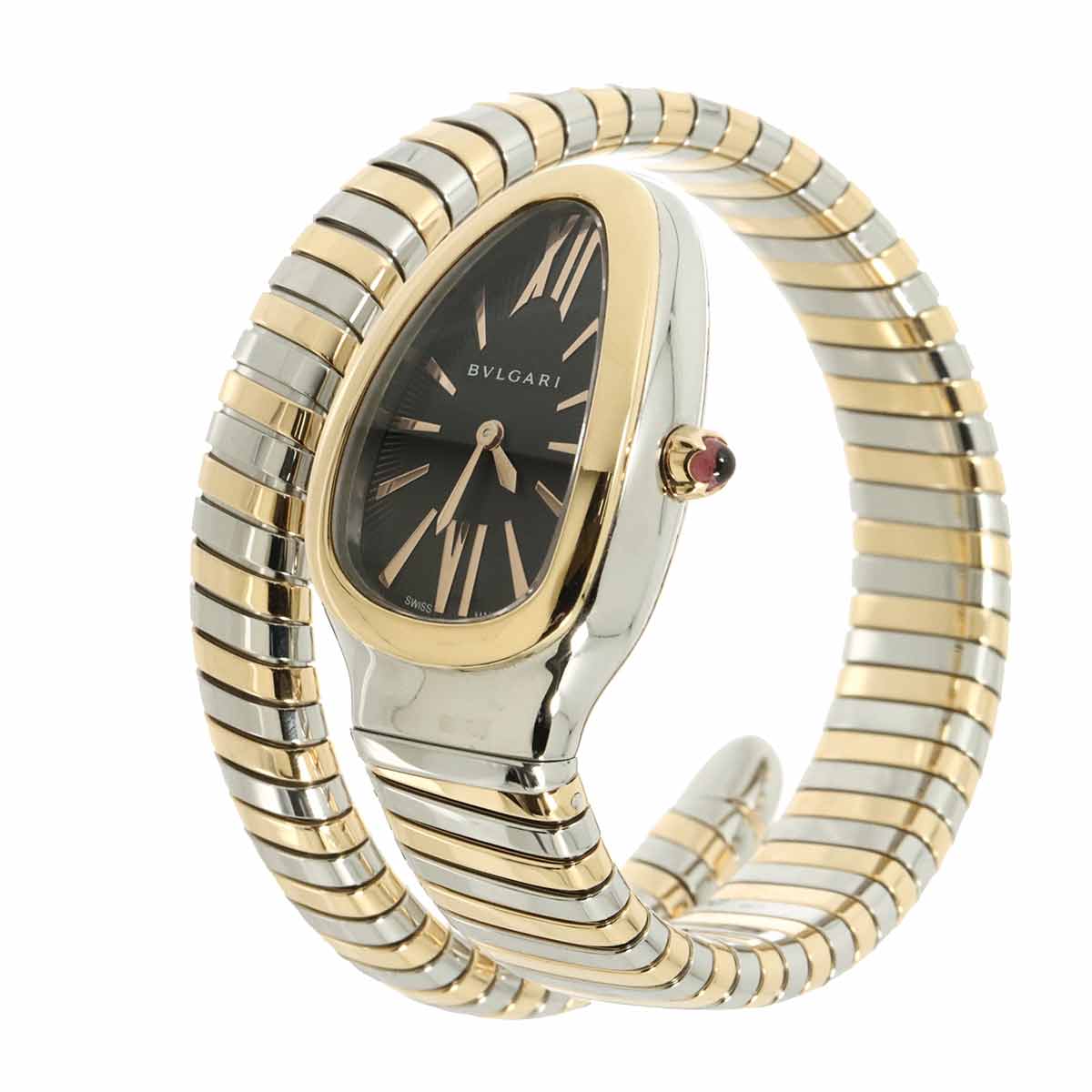 Serpenti Tubogas SP35SPG Quartz K18PG Quartz Black Dial