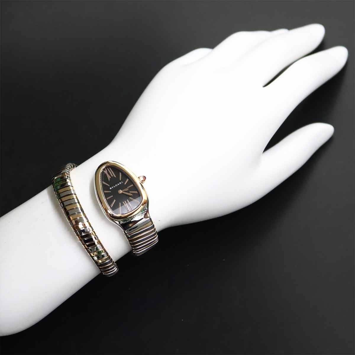 Serpenti Tubogas SP35SPG Quartz K18PG Quartz Black Dial